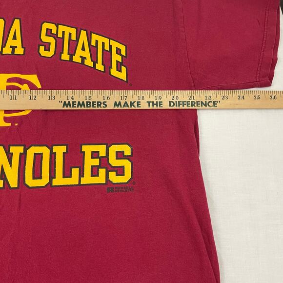 VTG 90s Florida State Seminoles T-Shirt Red size L Russell Athletic MADE IN USA - Picture 7 of 7